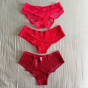 3 x Victoria's Secret & VS PINK Lace Cheeky Panties Sheer Floral Star Sequins